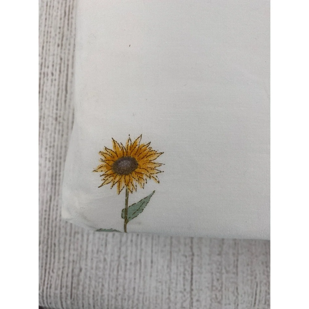 Sophie Allport Sheet Set QUEEN Sunflowers White Floral 100% Cotton 200TC Percale